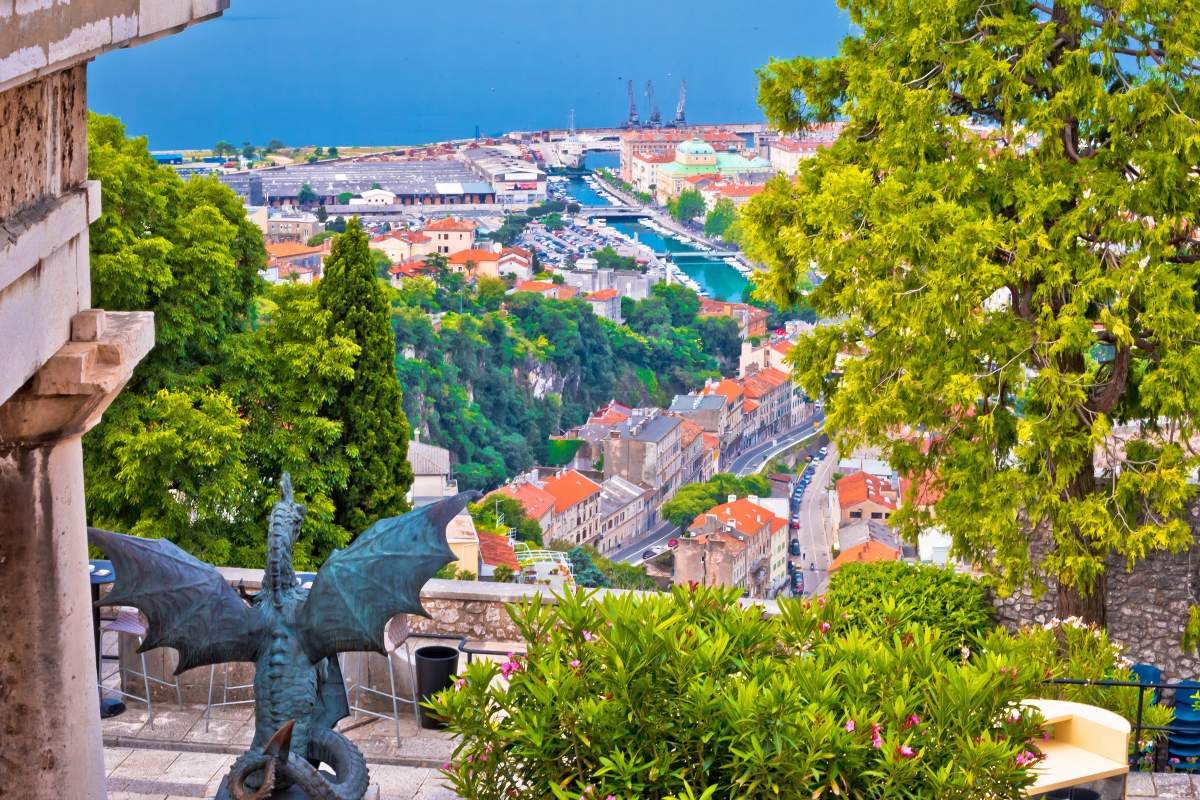 Blick auf Rijeka von der Trsat Burg